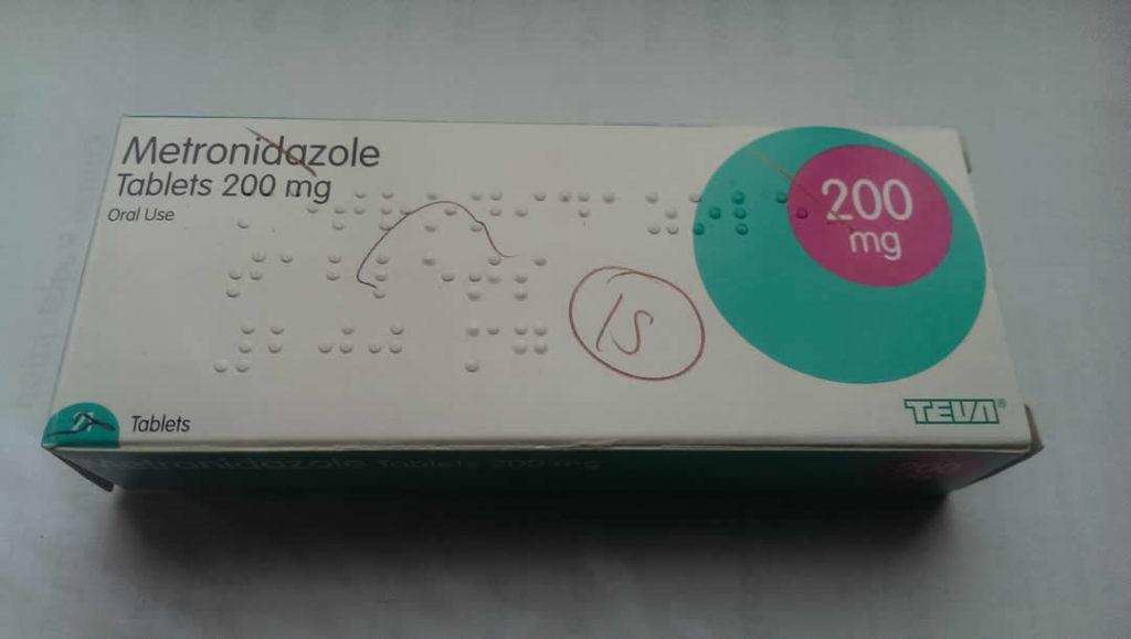 Box of 200mg Metronidazole antibiotic