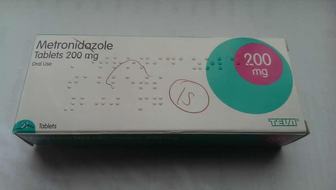 Box of 200mg Metronidazole antibiotic
